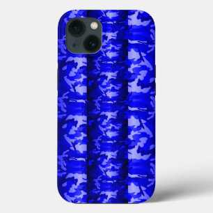 iPhone 13 Coque Camo en bois bleu 3D