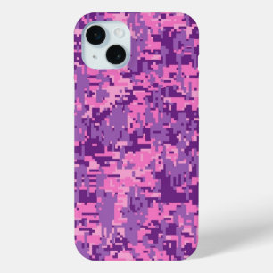Coque iPhone 15 Mini Camo numérique rose-chaud