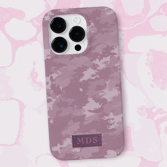 Coques Case-Mate iPhone Camo rose Motif mignon Camouflage fille Monogramme (A pink camo phone case with space for your initials)