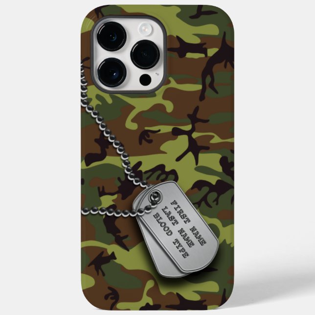 Coques Case-Mate iPhone Camo vert avec étiquette de chien (Verso)