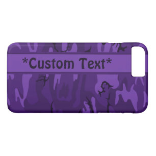 Coque iPhone 7 Plus Camo violet foncé avec texte personnalisé
