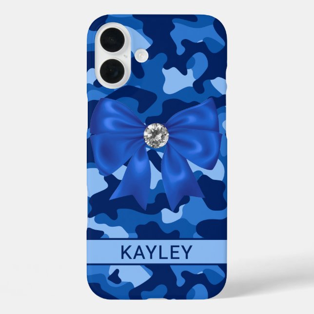 Coques Case-Mate iPhone Camouflage Bleu Brillants Personnalisé (Verso)