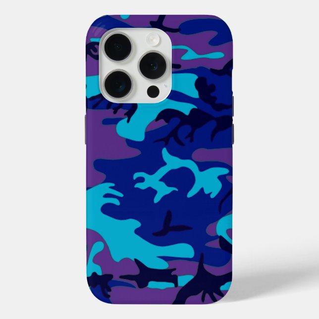Coques Case-Mate iPhone Camouflage bleu foncé et violet (Verso)
