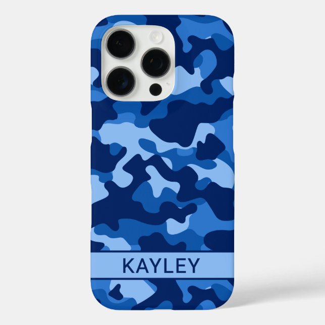 Coques Case-Mate iPhone Camouflage Bleu Personnalisé (Verso)