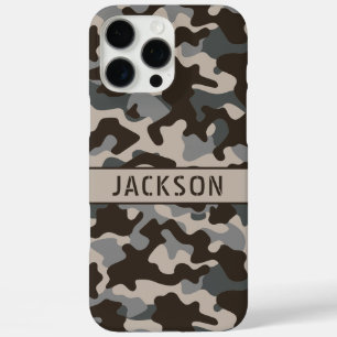 Coques iPhone 16 Pro Max Camouflage Brun et Gris Personnalisé