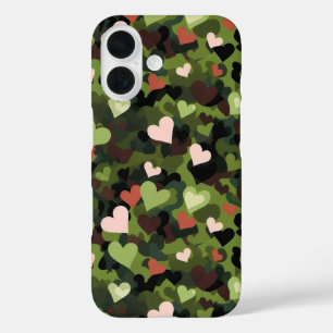 Coques iPhone 16 Camouflage Cœur Vert