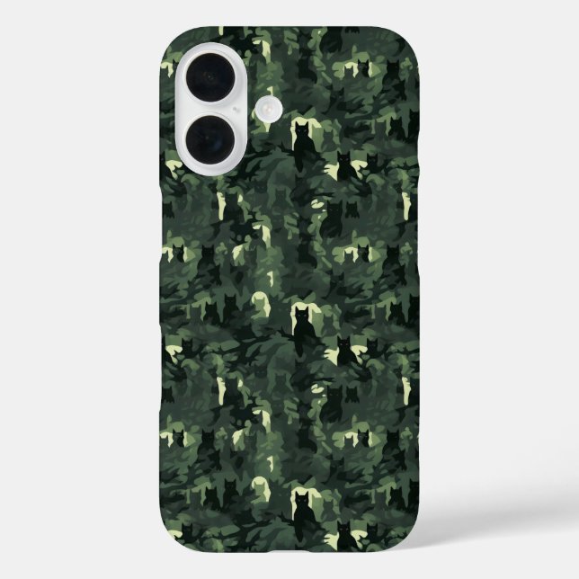 Coques Case-Mate iPhone Camouflage de chat vert foncé (Verso)