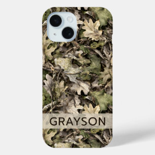 Coque Pour iPhone 15 Camouflage de feuilles Personnalisé