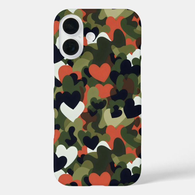 Coques Case-Mate iPhone Camouflage du coeur Motif vert (Verso)