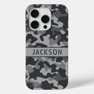 Coque iPhone 15 Pro Camouflage gris personnalisé