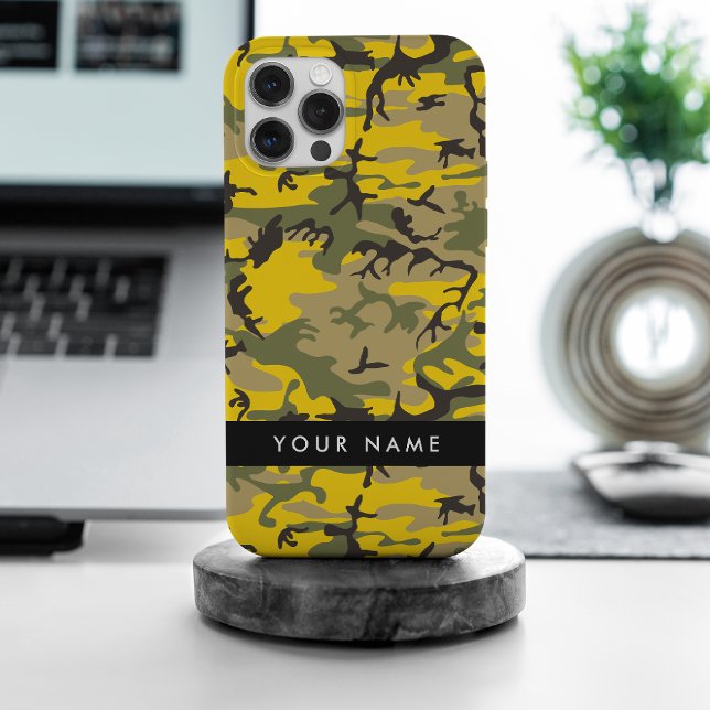Coques Case-Mate iPhone Camouflage jaune et vert Votre nom Personnalisez (Créateur téléchargé)