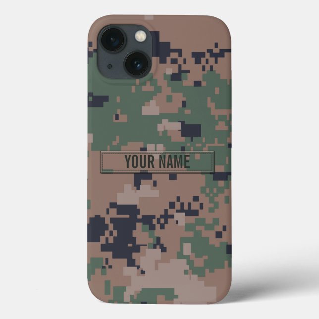 Coques Case-Mate iPhone Camouflage numérique en bois personnalisable (Verso)
