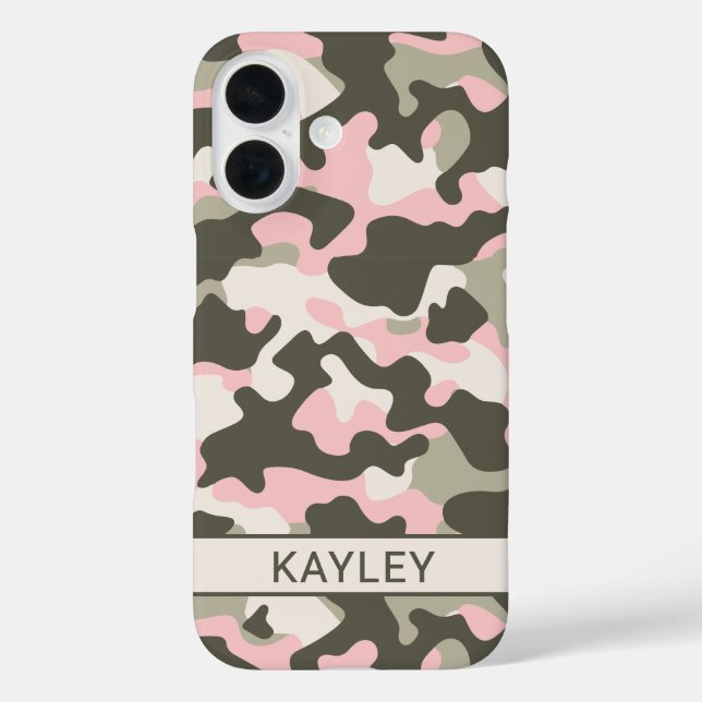 Coques Case-Mate iPhone Camouflage Personnalisé Rose et Vert (Verso)