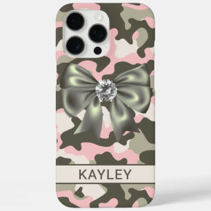Coques iPhone 16 Pro Max Camouflage Personnalisé Rose Vert Brillante