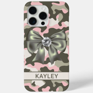 Coque iPhone 15 Pro Max Camouflage Personnalisé Rose Vert Brillante