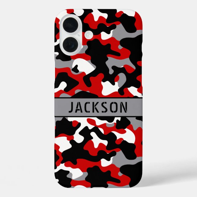 Coques Case-Mate iPhone Camouflage personnalisé rouge et noir (Verso)