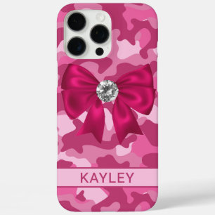 Coques iPhone 16 Pro Max Camouflage Rose Pailleté Personnalisé 