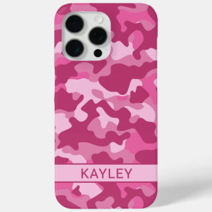 Coque iPhone 15 Pro Max Camouflage Rose Personnalisé