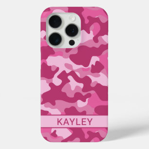 Coque iPhone 15 Pro Camouflage Rose Personnalisé