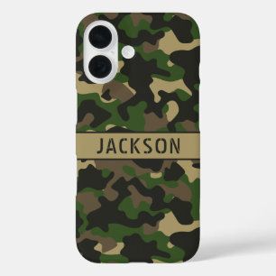 Coques iPhone 16 Camouflage Vert Marron Personnalisé