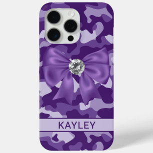 Coque iPhone 15 Pro Max Camouflage Violet Personnalisé Brillante