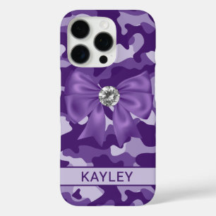 Coques iPhone 16 Pro Camouflage Violet Personnalisé Brillante