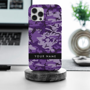 Coque iPhone 15 Pro Max Camouflage violet Votre nom Personnalisez