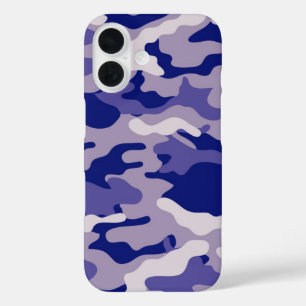 Coques iPhone 16 Camping Chasse Camping Camouflage bleu