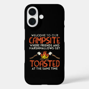 Coques iPhone 16 Camping feu et Marshmallows
