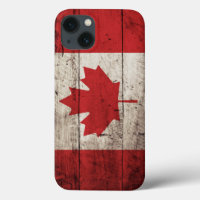 Canada Flag on Old Wood