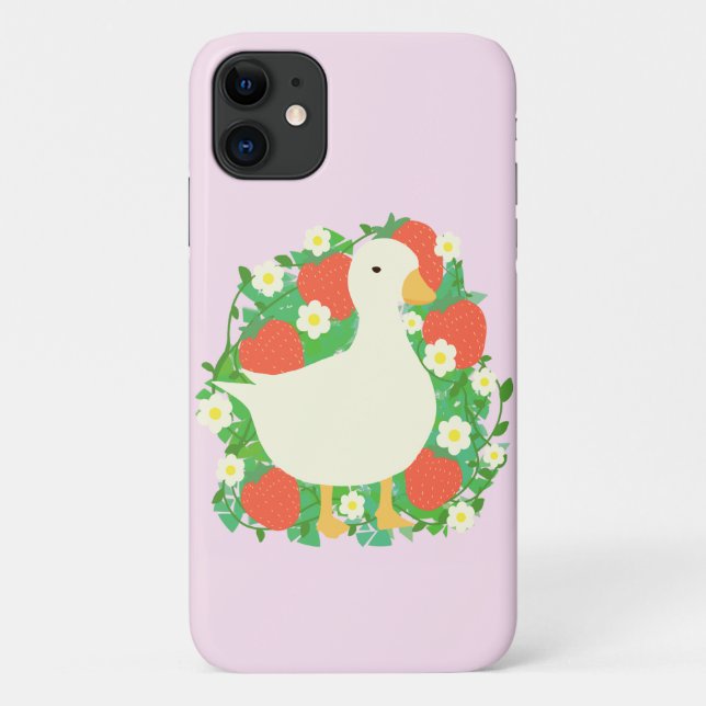 Coques Case-Mate iPhone Canard d'oie de fraise floral (Dos)