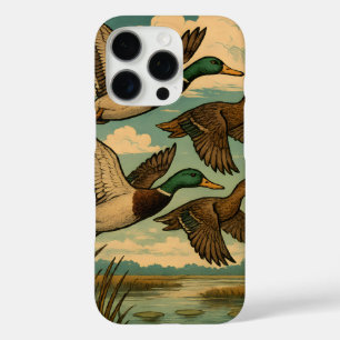 Coques iPhone 16 Pro Canards colverts en vol, art faunique