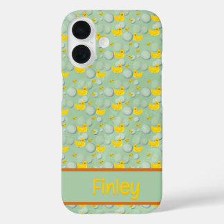 Coques iPhone 16 Canards en caoutchouc et motif bulles