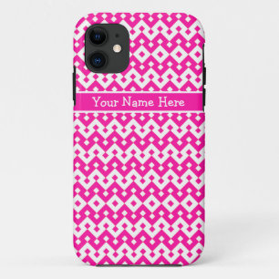 Coque iPhone 11 Candy Motif géométrique islamique rose et blanc