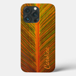 Case-Mate iPhone Case Canna Leaf Orange and Green Stripe Nom personnalis