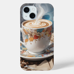 Coque Pour iPhone 15 Cappuccino avec grain de café