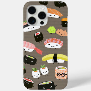 Coque iPhone 15 Pro Max Caractères de Sushi amusants Kawaii Assortiment am