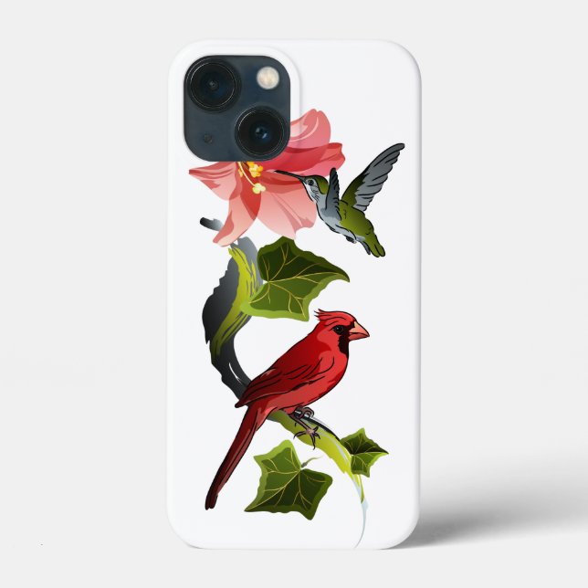 Coques Case-Mate iPhone Cardinal et colibri avec Lily rose et Ivy (Verso)
