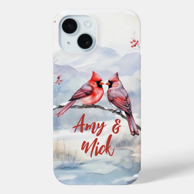 Coques Case-Mate iPhone Cardinaux rouges Oiseaux Noël Saint-Valentin (Verso)
