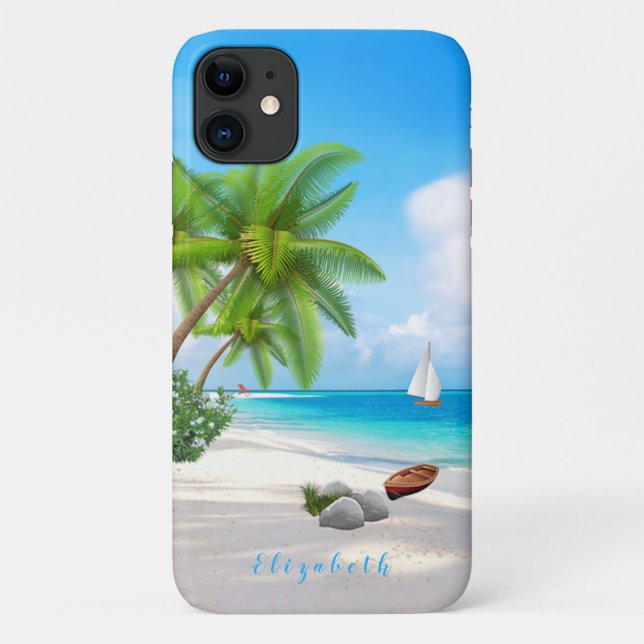 Coques Case-Mate iPhone Caribbean Beach Illustration Nom Modèle (Dos)