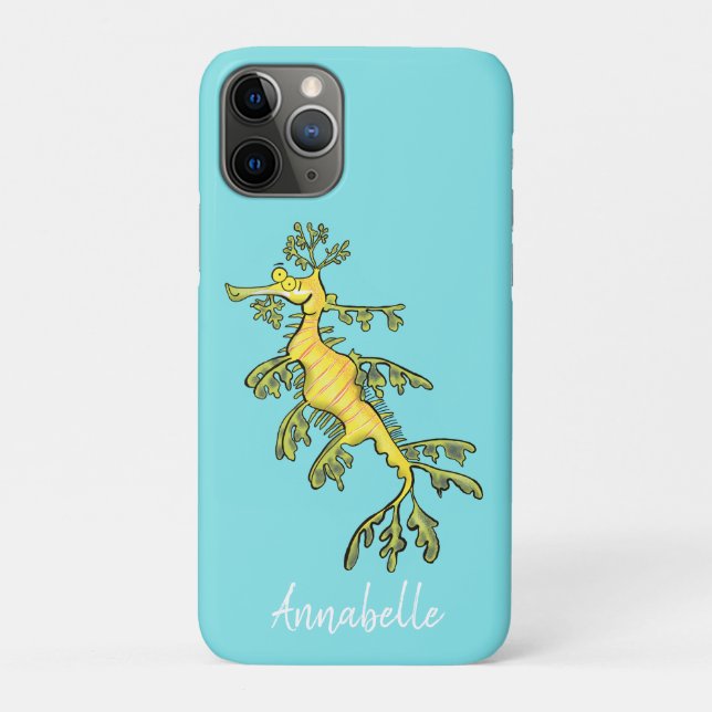 Coques Case-Mate iPhone Caricature amusante de dragon de mer feuillu (Dos)