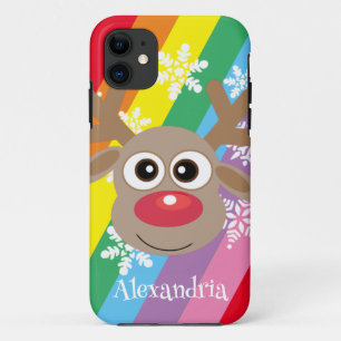 Case-Mate iPhone Case Caricature Cute Reindeer Christmas Fun Rainbow