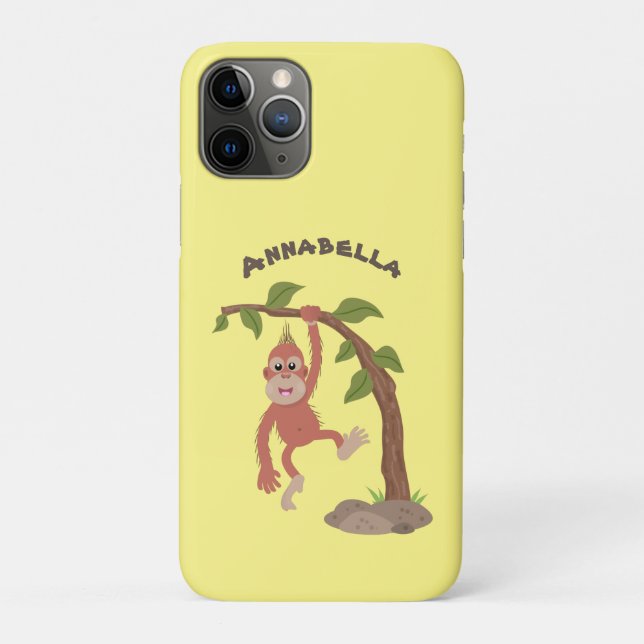 Coques Case-Mate iPhone Caricature de bébé orangoutan joyeux (Dos)