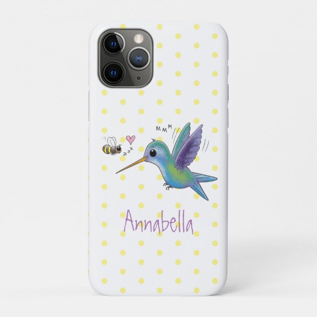 Coques Case-Mate iPhone Caricature de colibri d'abeille mignonne (Dos)