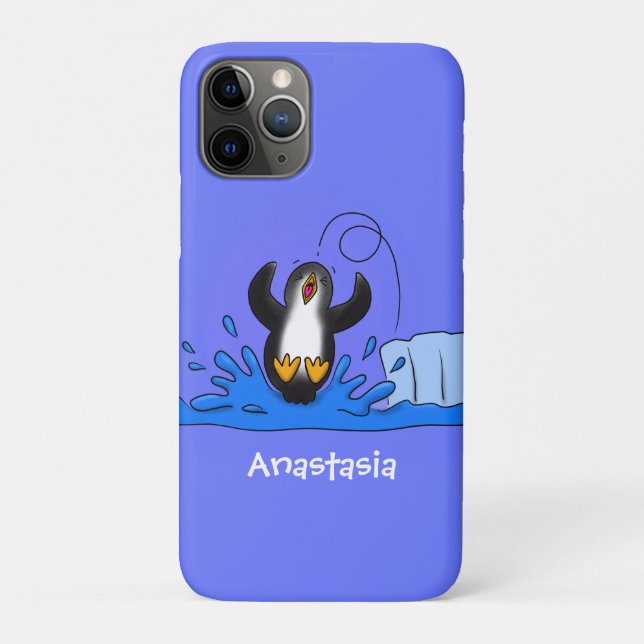 Coques Case-Mate iPhone Caricature de manchot joyeux sautant (Dos)