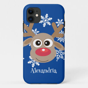 Case-Mate iPhone Case Caricature de Noël Reindeer Fun Blue