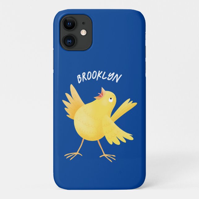 Coques Case-Mate iPhone Caricature d'oiseau canari jaune chantant mignon (Dos)