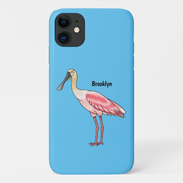 Coques Case-Mate iPhone Caricature d'oiseau de spatule de rose (Dos)