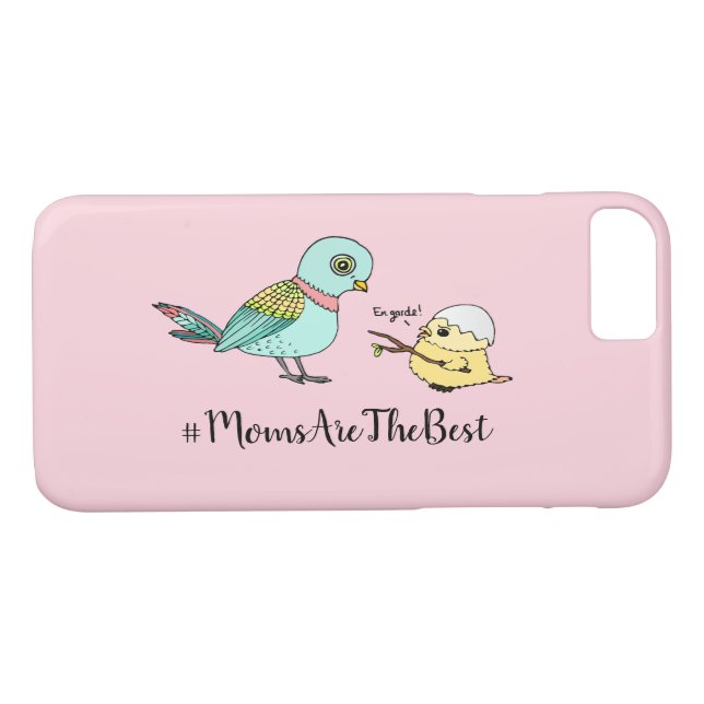 Coques Case-Mate iPhone Caricature d'oiseau rose mignonne Meilleure maman  (Dos (Horizontal))