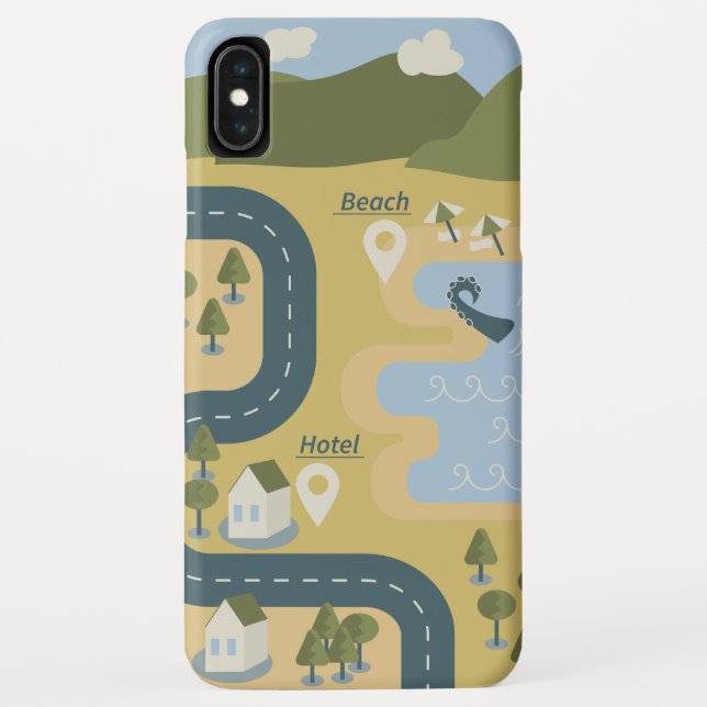 Coques Case-Mate iPhone Caricature élégante paysage carte de voyage (Dos)